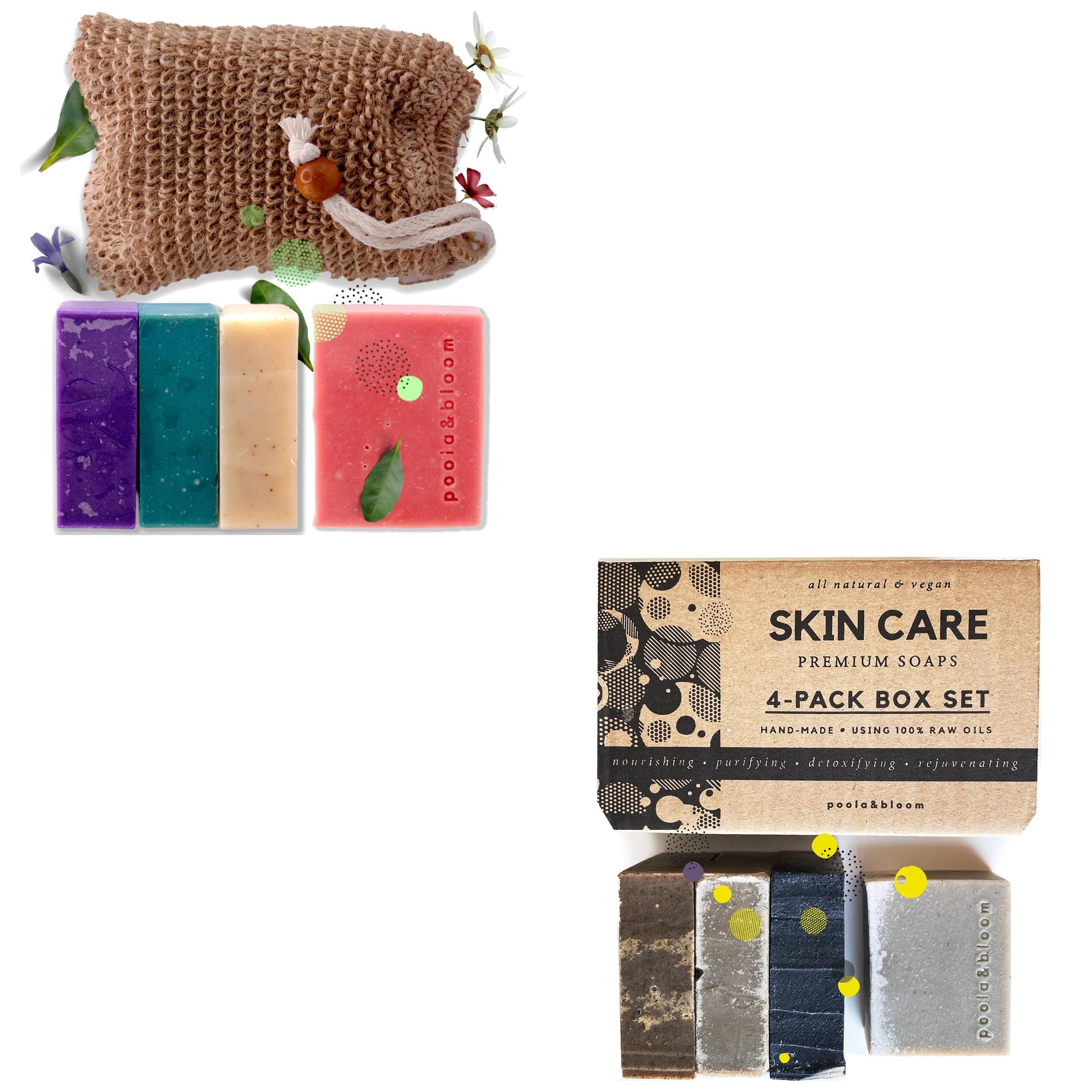Poola & Bloom Pack de Jabones Naturales Exfoliantes e Hidratantes para Cuidado Personal