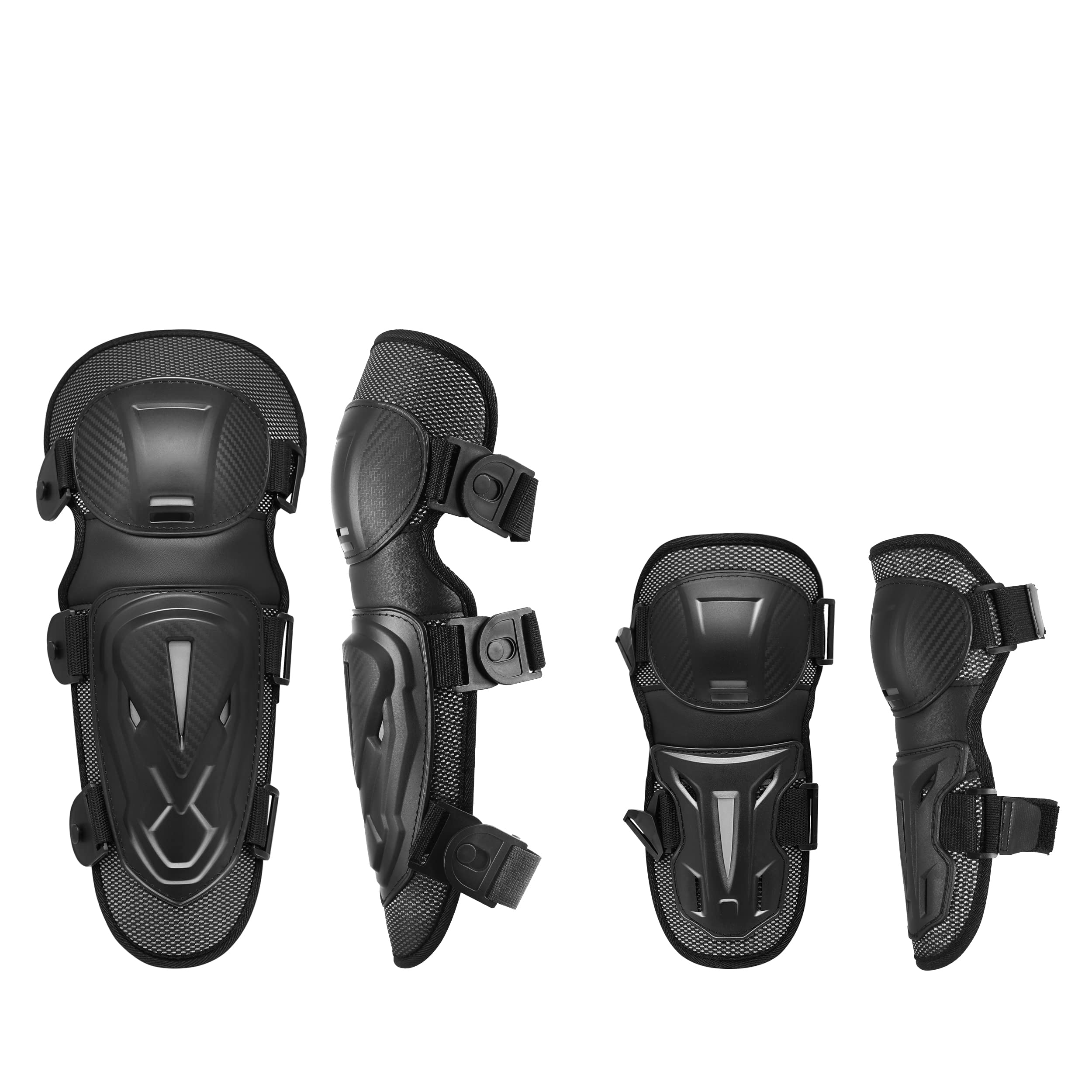 Powersports Knieschoner für Erwachsene, Ellenbogen- und Knieschoner mit verstellbarem Riemen für Motorrad, Dirtbike, Mountainbike, 4 Stück