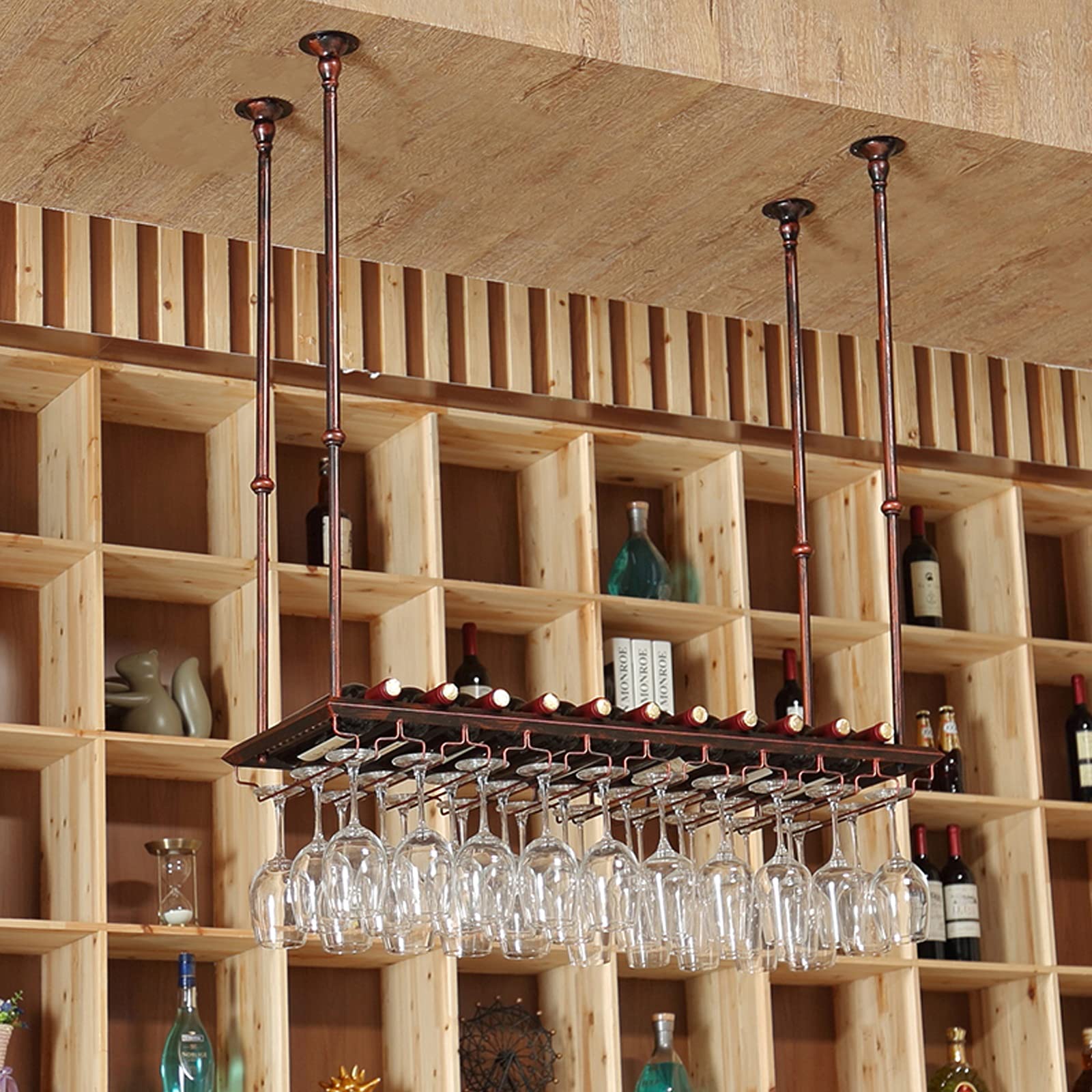 Porte-gobelet à l'envers suspendu casier bouteille vin réglable cuisine moderne