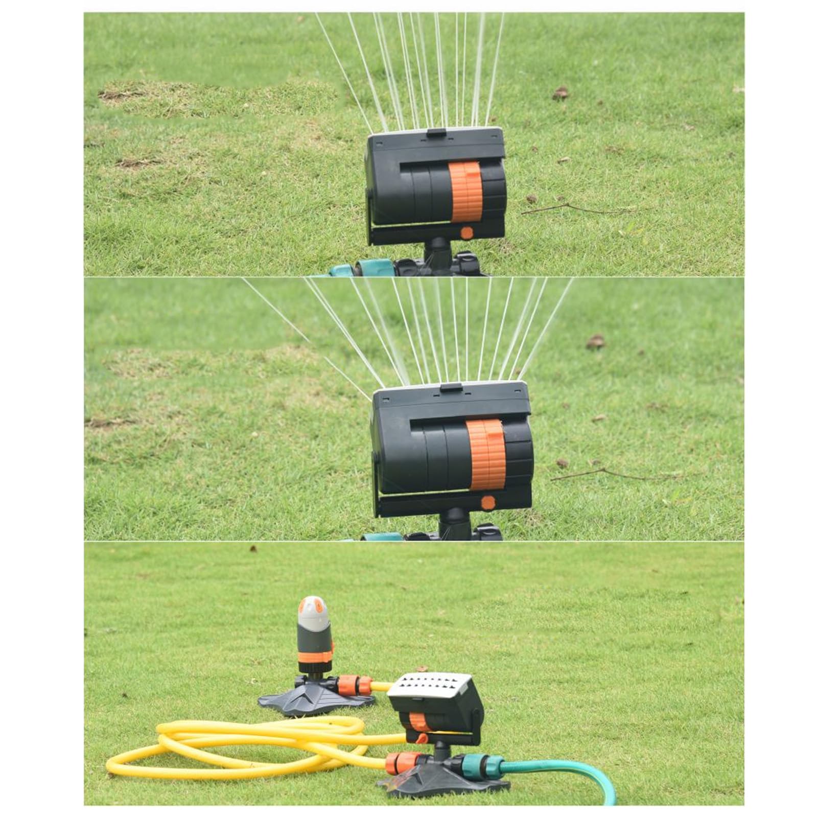Irrigatore Oscillante, Irrigatore per Prato con Oscillazione Turbo con Ugelli a 16 Fori, Irrigatore per Acqua Automatico a 4 Modalità, Dispositivo di Irrigazione per Irrigatore