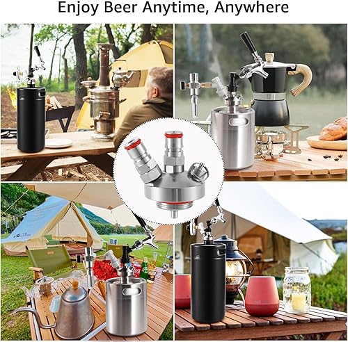 Miniatura 6 de Mini dispensador de barriles, lanza de barril de cerveza, acero inoxidable, bloqueo de bola doble, de ajuste rápido, mini lanza de barril para