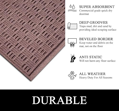 Miniatura 2 de A1HC - Tapete de polipropileno para todo tipo de clima, absorbe la suciedad y la humedad, con parte trasera de goma para migas de neumáticos, uso