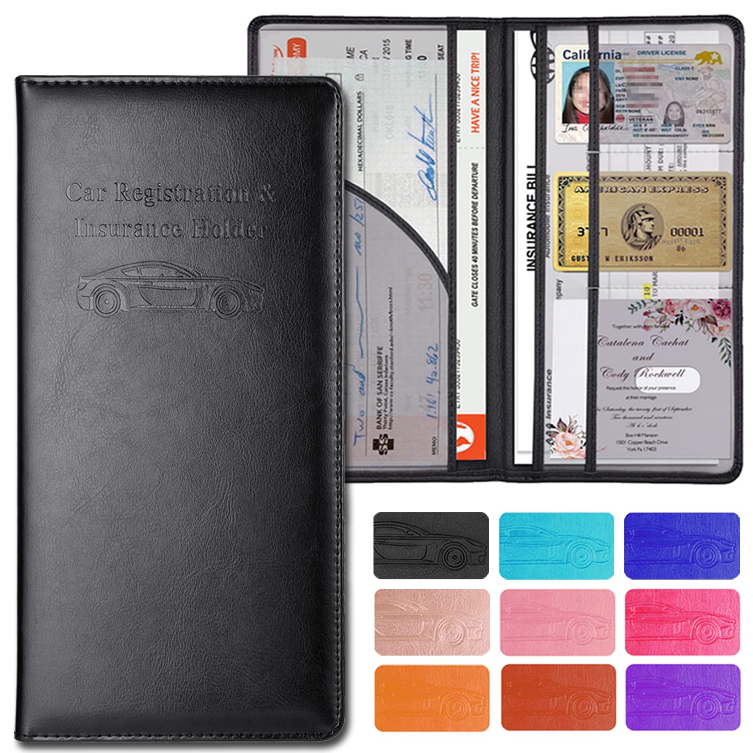 Buy Car Registration and Insurance HolderPremium Leather Auto