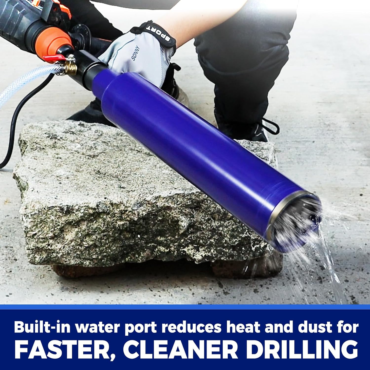 2-1/2" Pro Core Drill Bit with SDS Plus Water Injection Adapter (1-1/4"-7 UNC),14" Depth Upgraded Welded Wet Core Bits for Concrete with Rebar, Brick, Masonry, Mortar (Include Water Hose Kit)