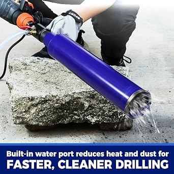 2-1/2 Pro Core Drill Bit with SDS Plus Water Injection Adapter (1-1/4-7 UNC),14 Depth Upgraded Welded Wet Core Bits for Concrete with Rebar, Brick, Masonry, Mortar (Include Water Hose Kit)