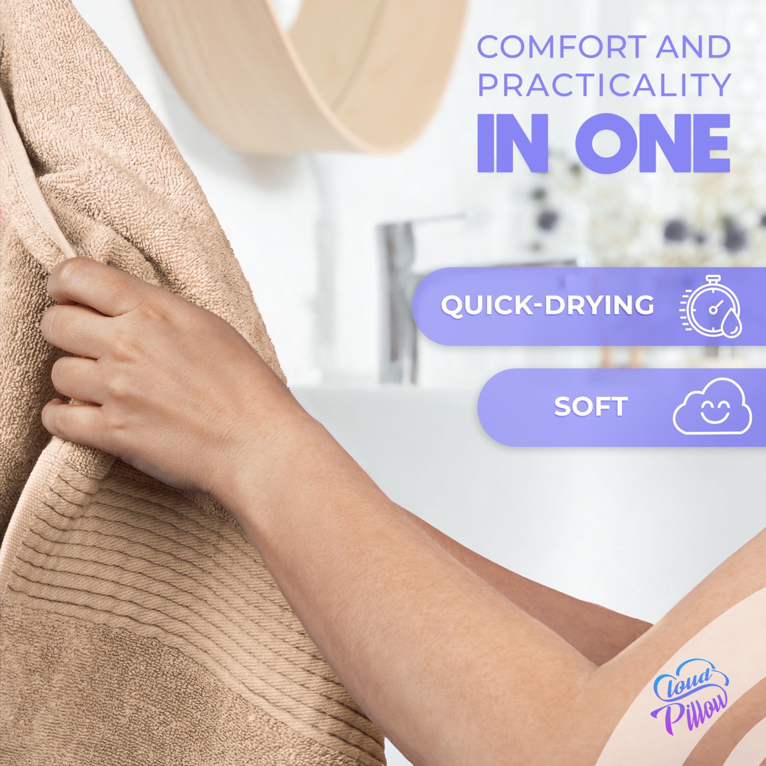 Cloud Pillow Toallas baño 100x150 2 Piezas - 100% Algodón – 500 g/m2 - Suaves, Absorbentes y Duraderas - Oeko-Tex - Ideal para Hogar y Wellness | 100% algodón, 500 g/m², suaves, absorbentes y resistentes, toallas de baño, textiles de baño y toallas de bañ
