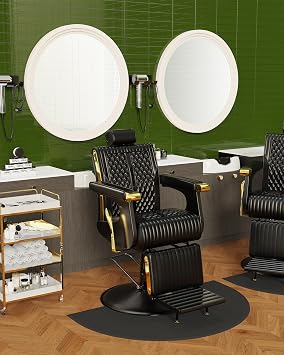 Baasha All Black Reclining Barber Chair, 440 lb Hydraulic Barber Chair with 22.83 Stable Base, 90165 Locking Backrest, Adjustable & Removable Headrest, Stainless Steel Frame, Wide Thick Cushion