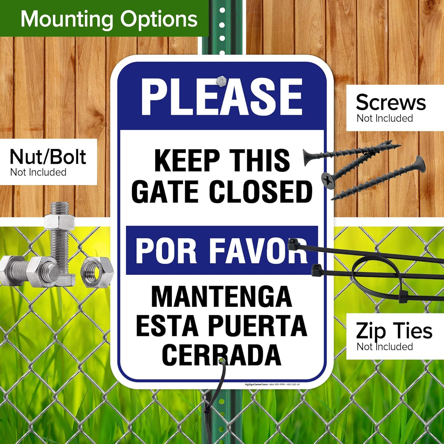 Please Keep This Gate Closed Sign, 12"x18" Aluminum, Fade Resistance, Indoor/Outdoor Use, USA MADE By My Sign Center