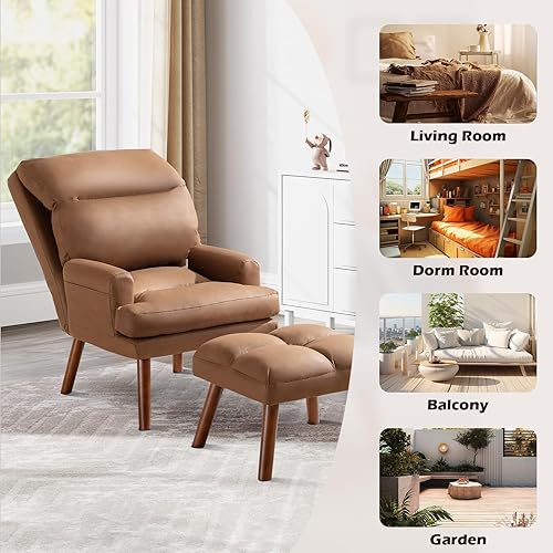 Miniatura 6 de Silla de Acento Moderna con Almacenamiento, Sillón Individual con Almohada de Respaldo Mullido, Silla Cómoda Tapizada para Sala de Estar,