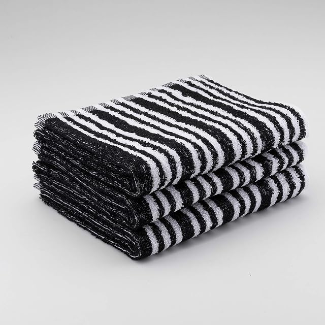 Terri Towelling Black & White Tinting Hair Towels Salon Hairdressing Towels Beauty Barber 45 x 80 cm - (12 Pack)