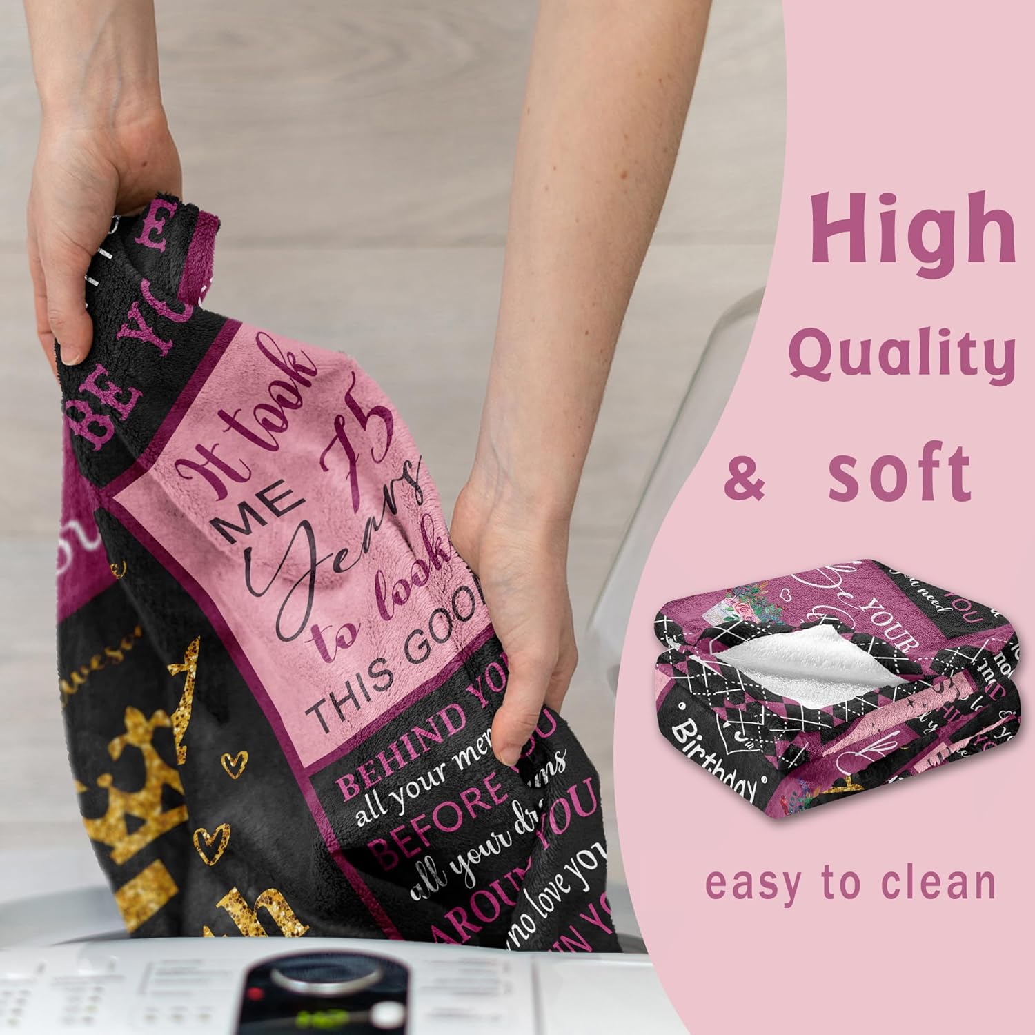 Lcobion 75th Birthday Gifts for Women, Gifts for 75 Year Old Woman, 75th Birthday Decorations Women, Perfect Present 75 Year Old Females, 75th Birthday Blanket 50" X 60" - Image 5