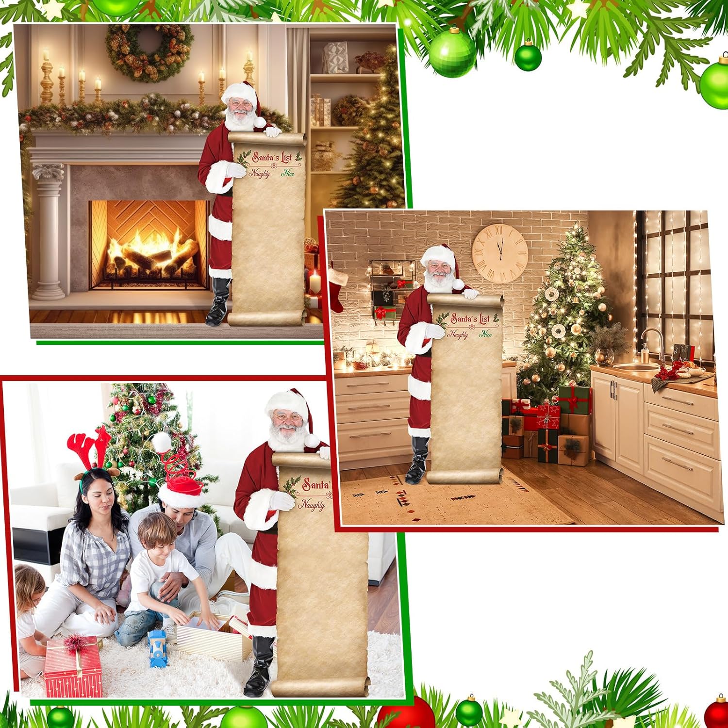 Gueevin 70 Inch Christmas Cardboard Cutout Santa Claus Santa's List Paper Cardboard Cutout Christmas Standup Hollow Stand Photography Props Waterproof PVC Stand for Party Floor Yard Outdoor Indoor