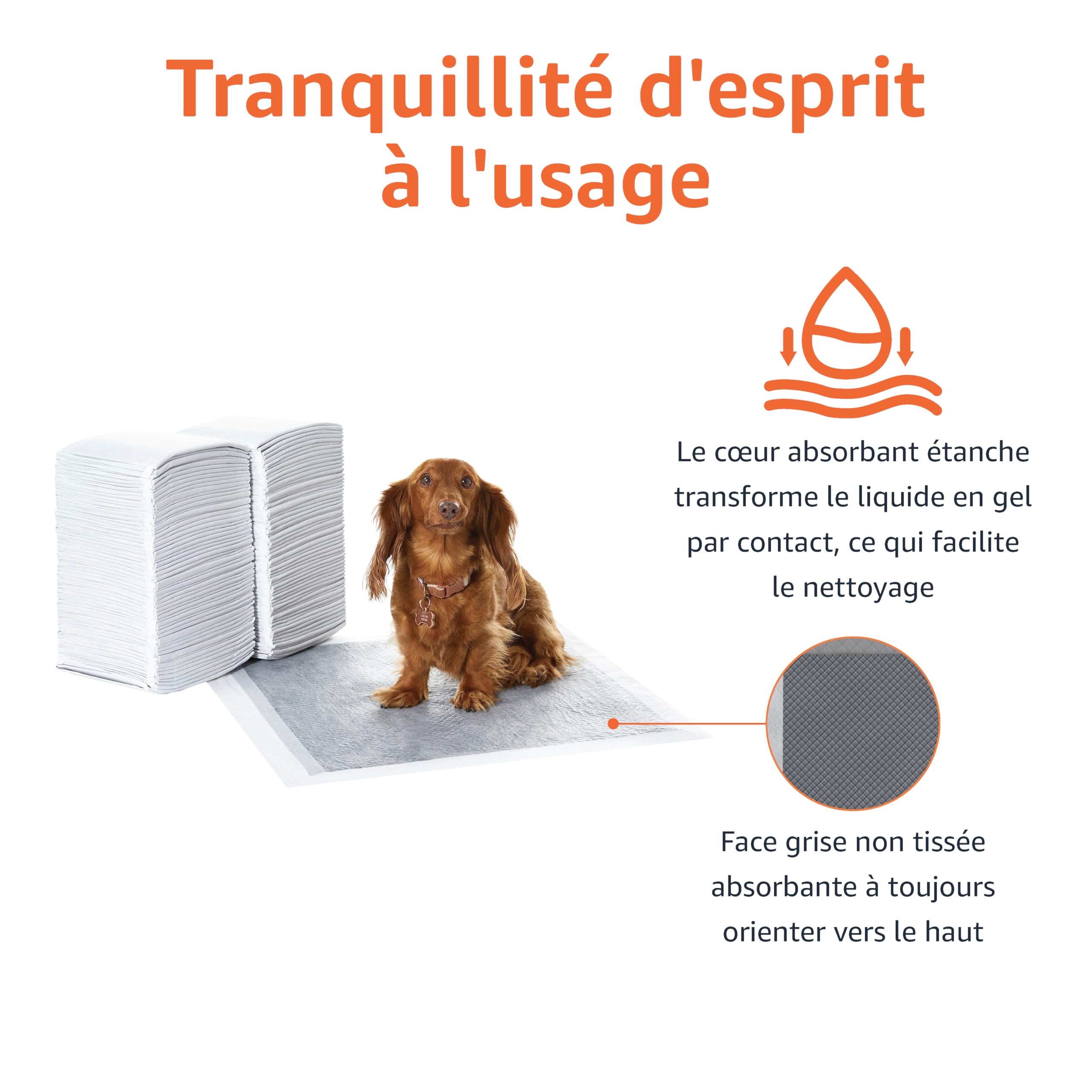 Amazon Basics Lot de 120 Protections pour déjections Canines, avec du Charbon pour Assurer Le contrôle des odeurs, Anti-Fuite, Surface à séchage Rapide, Taille Classique, pour Chiens et Chiots, Blanc