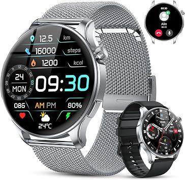Kimeag Smart Watch for Men Women Fitness Waterproof Make Answer Call Digital Mens Watches Step Tracker Running Smartwatch Android Phone Heart Rate SpO2 Sleep Monitor