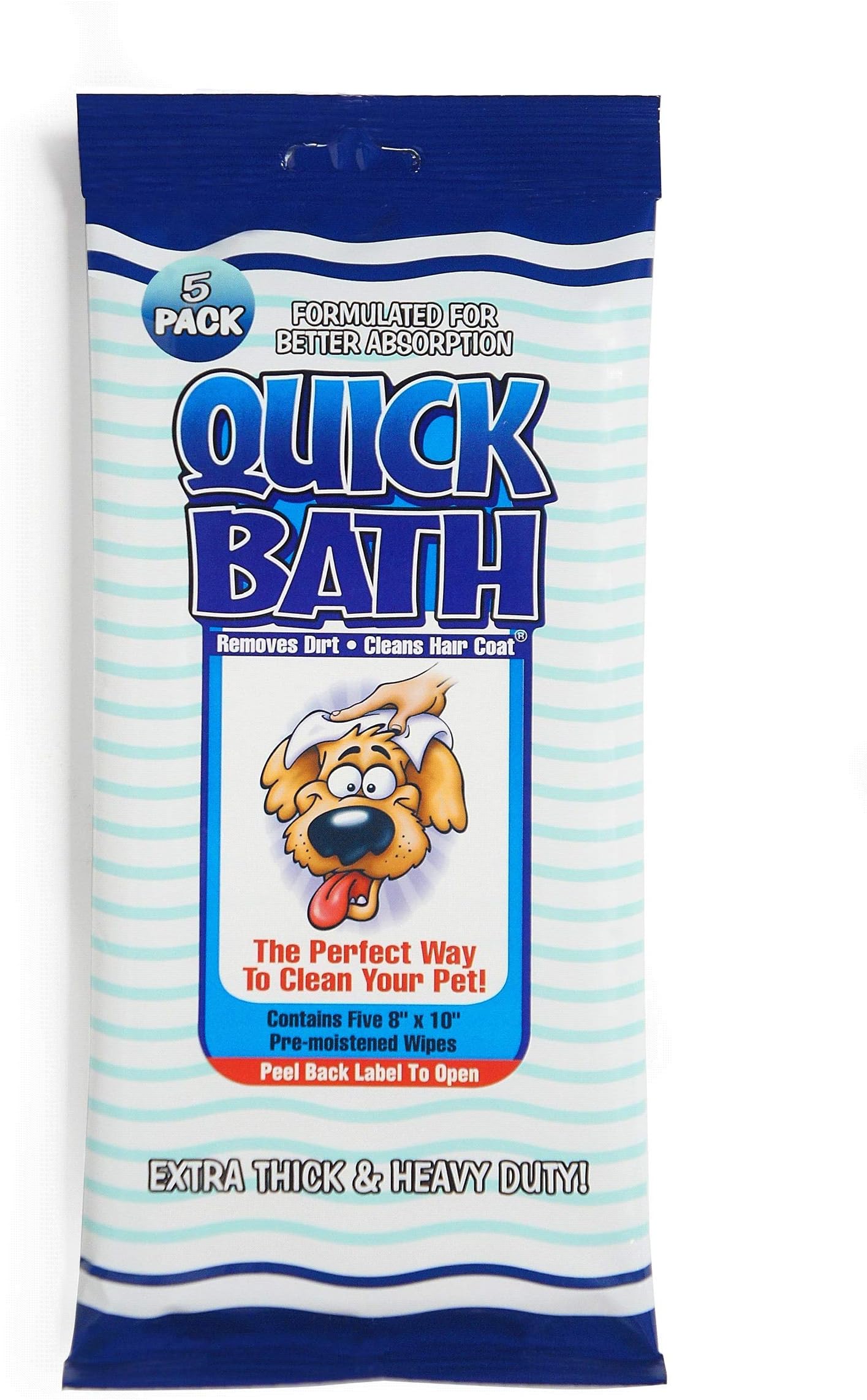International Veterinary Sciences IVS Quick Bath Dog Towelettes, Removes Odor, Extra Thick and Heavy Duty for Large Dogs, Made in the USA, 5 Count Pack
