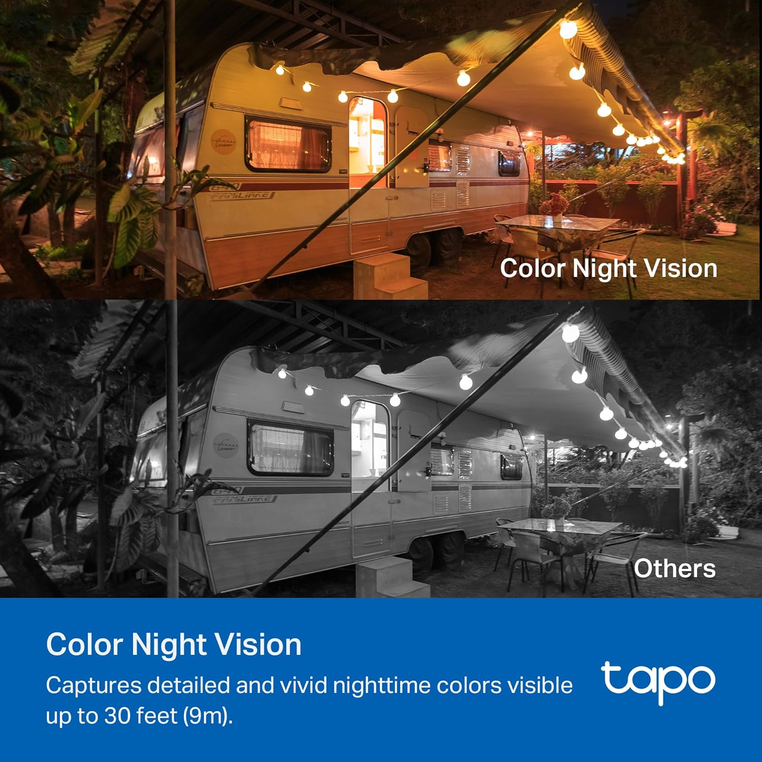 Comparison of Color Night Vision and standard night vision from Tapo C410
