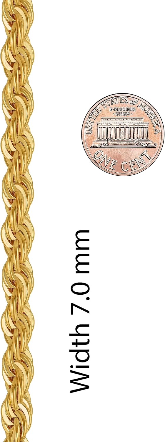 LIFETIME JEWELRY 7mm Rope Chain Bracelet for Men and Women 24K Real Gold Plated - Image 8