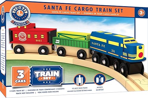 Miniatura 3 de MasterPieces Lionel Santa Fe Cargo - Juego de tren de madera de 3 piezas, con licencia oficial para niños y niños