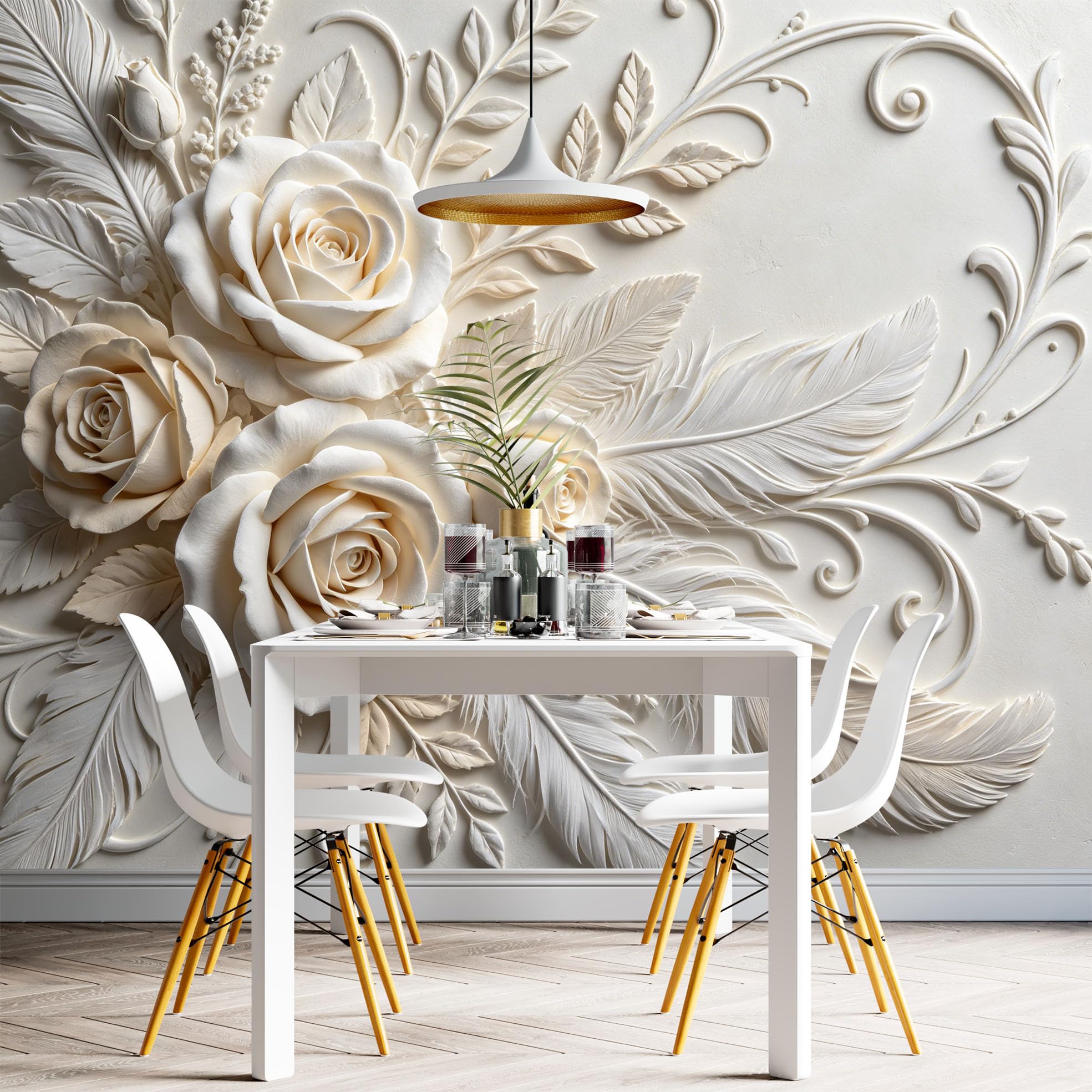 Papel Pintado Con Relieve 3D Rosa Papel Pintado Autoadhesivo Pared 250Cmx360Cm(Hxw), Mural De Pared Con Relieve 3D, Papel Adhesivo No Tejido, Impermeable Y Removible Para Dormitorio Y Sala De Estar,