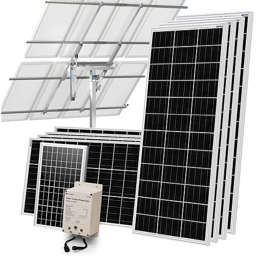 ECO-WORTHY 1600W Solar Tracker System: 8pcs 195W Monocrystalline Solar Panels, Expanded Version Dual-Axis Solar Tracking Kit with Power Box and Controller for Shed Farm Yard