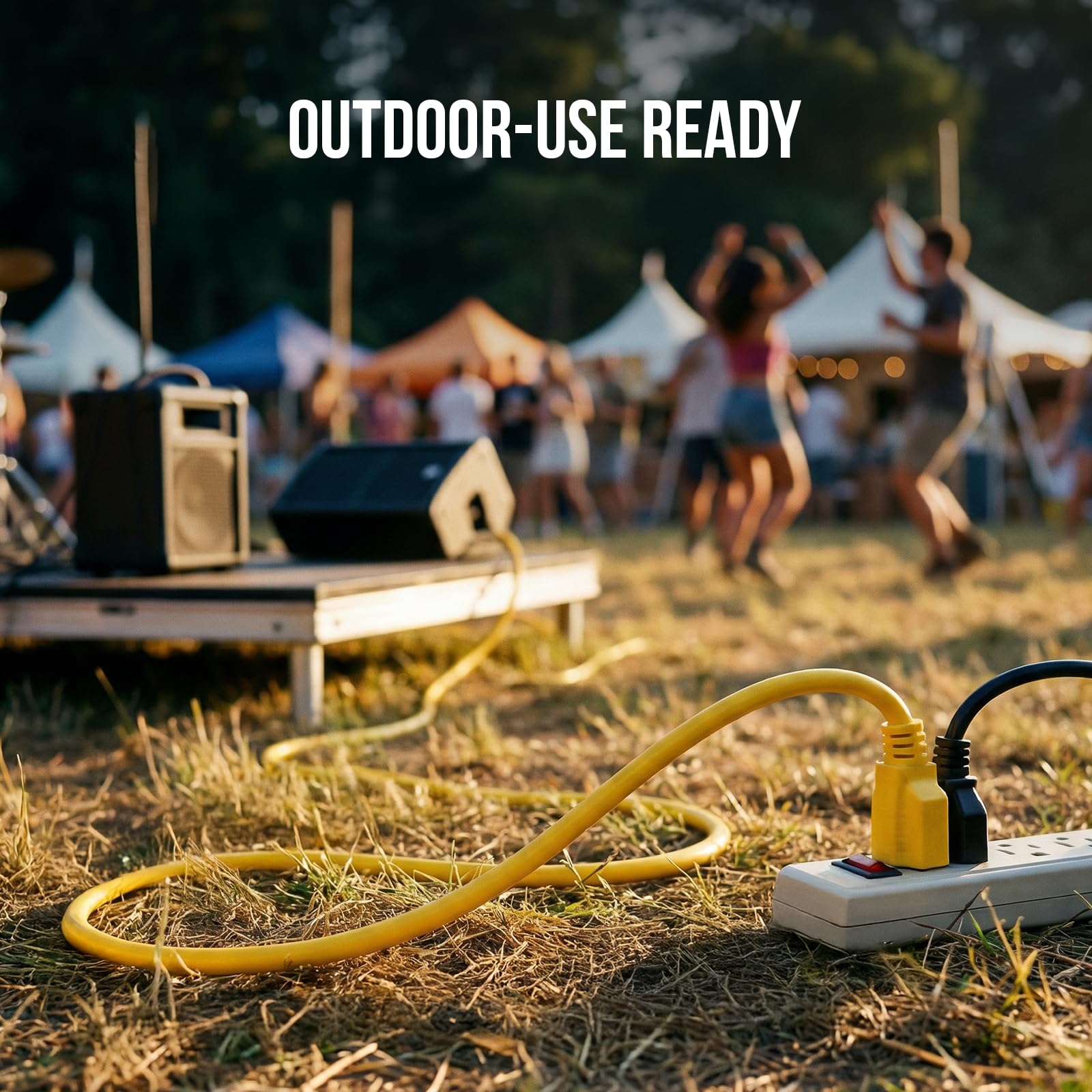 Stanley 33157 Grounded Outdoor Extension Power Cord, 15-Feet, Yellow