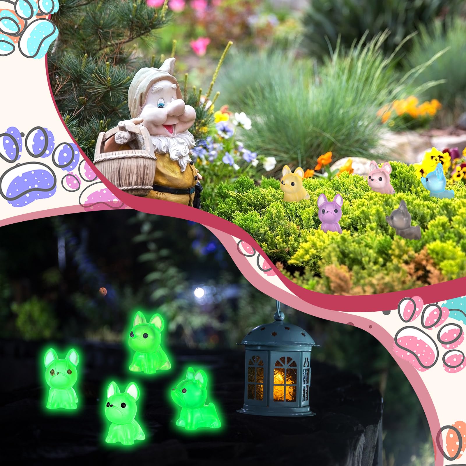GGSTDDUP 60 Pcs Glow In The Dark Mini Resin Dogs - Tiny Dog Figurines For Crafts & Decor