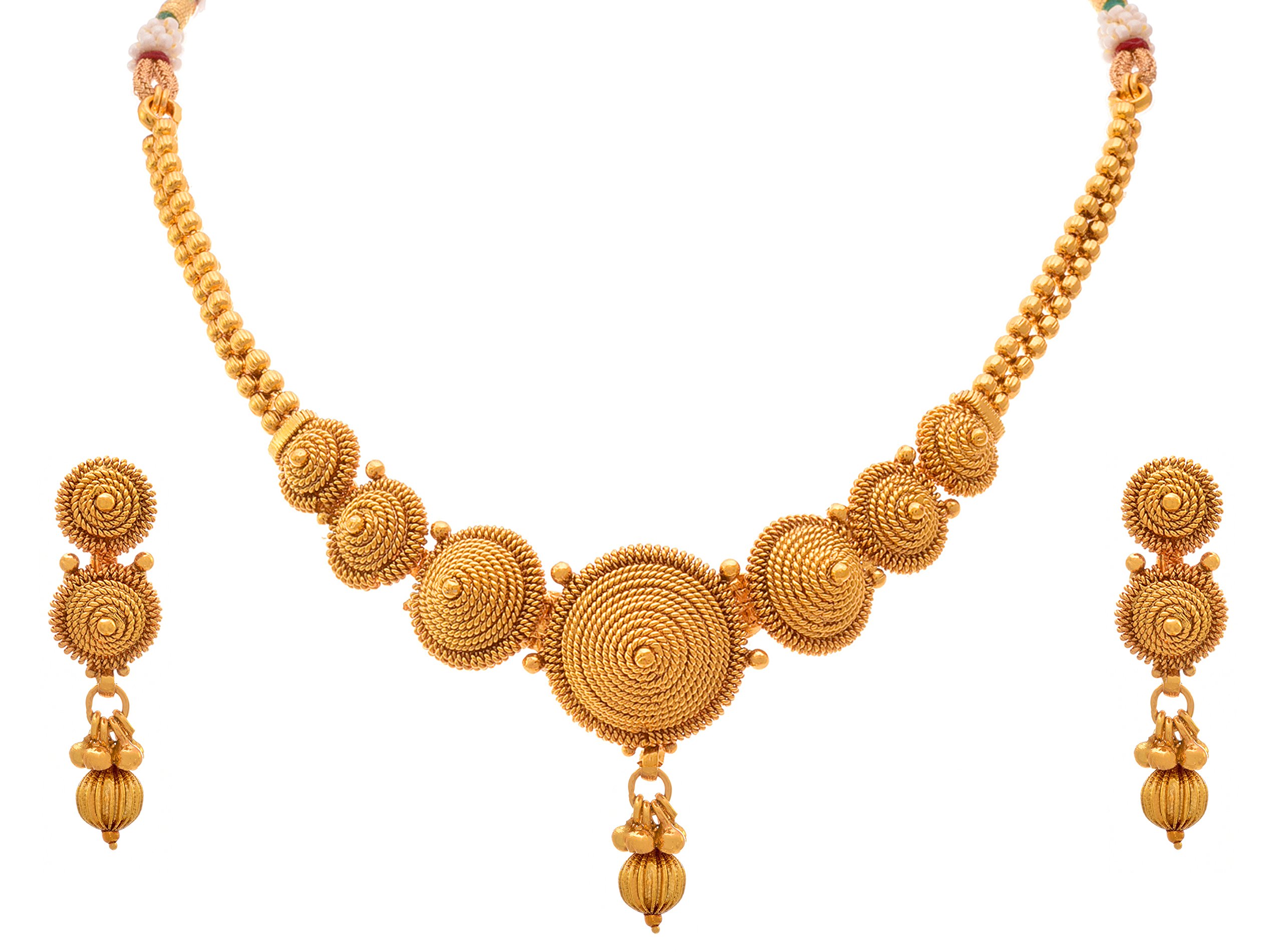 JFL Jewellery Gold plated Set Necklace with Earrings Traditional One gram Copper Necklace Set Earrings for Women and Girls,Valentine (B01LYXT358) Amazon Price History, Amazon Price Tracker