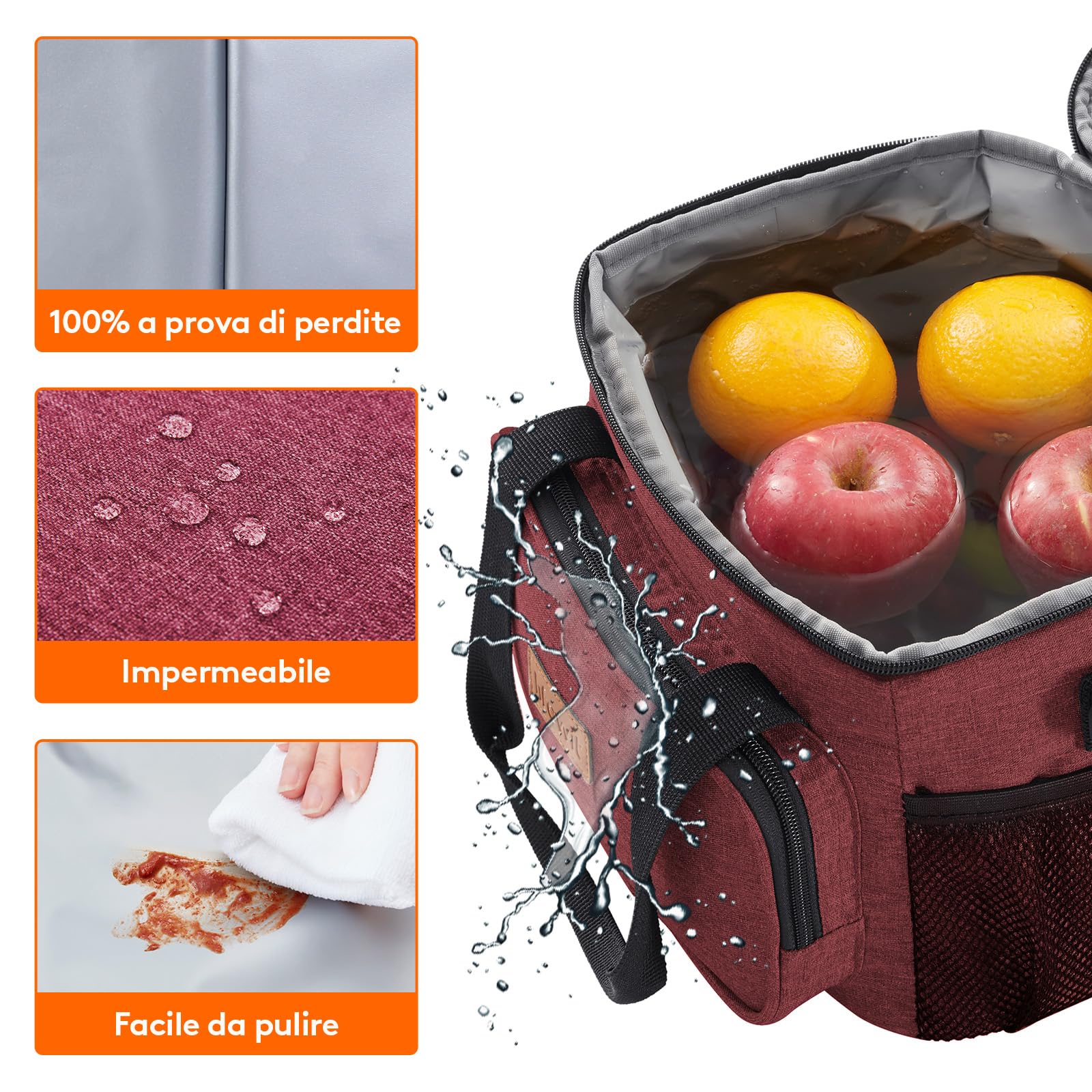 Lifewit Borsa Termica Porta Pranzo 8.5L(12 Lattine), Piccola Borse Frigo Pranzo Ufficio per Uomo e Donna, Lunch Bag per Lavoro, Mare, Viaggio, Spiaggia, Borgogna