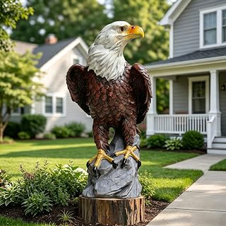 Bald Eagle Statue Outdoor 18.9" Resin Yard Sculpture