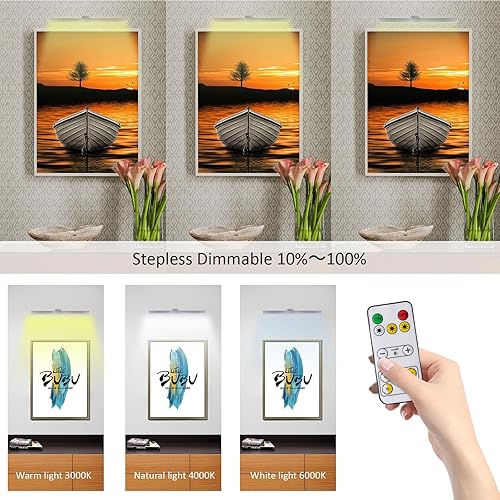 Miniatura 4 de MIOBLUE Luces de imagen inalámbricas con control remoto, lámpara de exhibición de luz de pintura de batería recargable de 16 pulgadas con 3 modos de