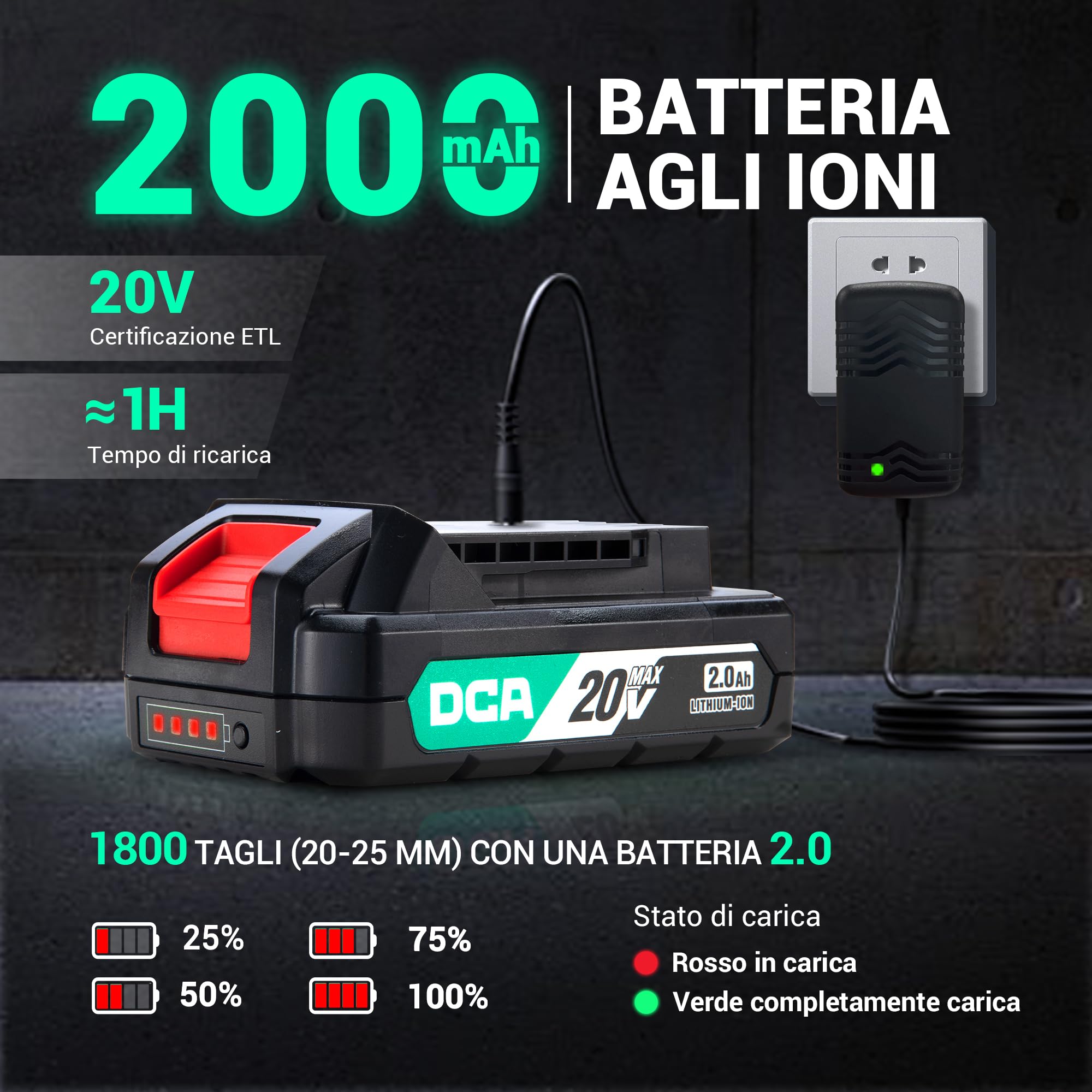 DCA Forbici Portatili a Batteria 20V, max 35mm Brushless Cesoie Potatura Elettriche con 2,0Ah batteria, Lama SK5 Forbice Elettrica con custodia di sicurezza portatile per Frutteto Parco Fattoria Olivo