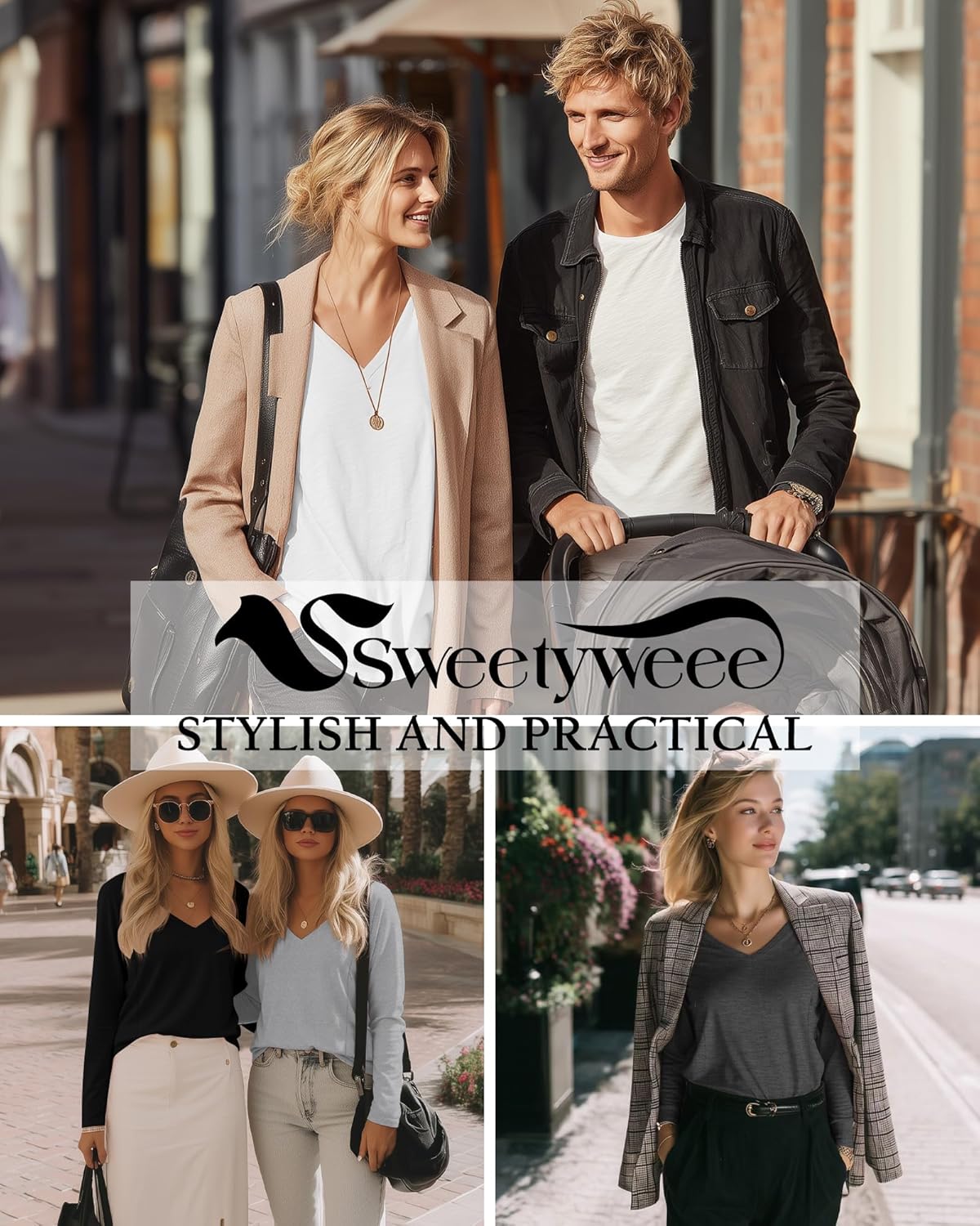 4 Pack Women's Long Sleeve Nursing Shirts with Hidden Zipper V Neck Breastfeeding Clothes Maternity Loose Fit Tops - Image 6