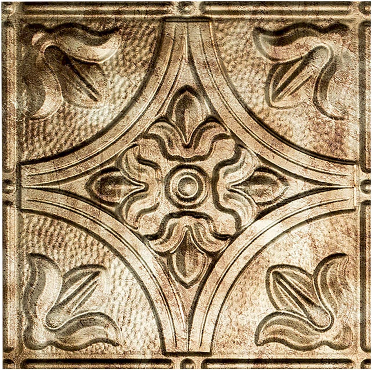 FASÄDE Traditional Style/Pattern 2 Decorative Vinyl Glue Up Ceiling Panel in Bermuda Bronze (12X12 Inch Sample)