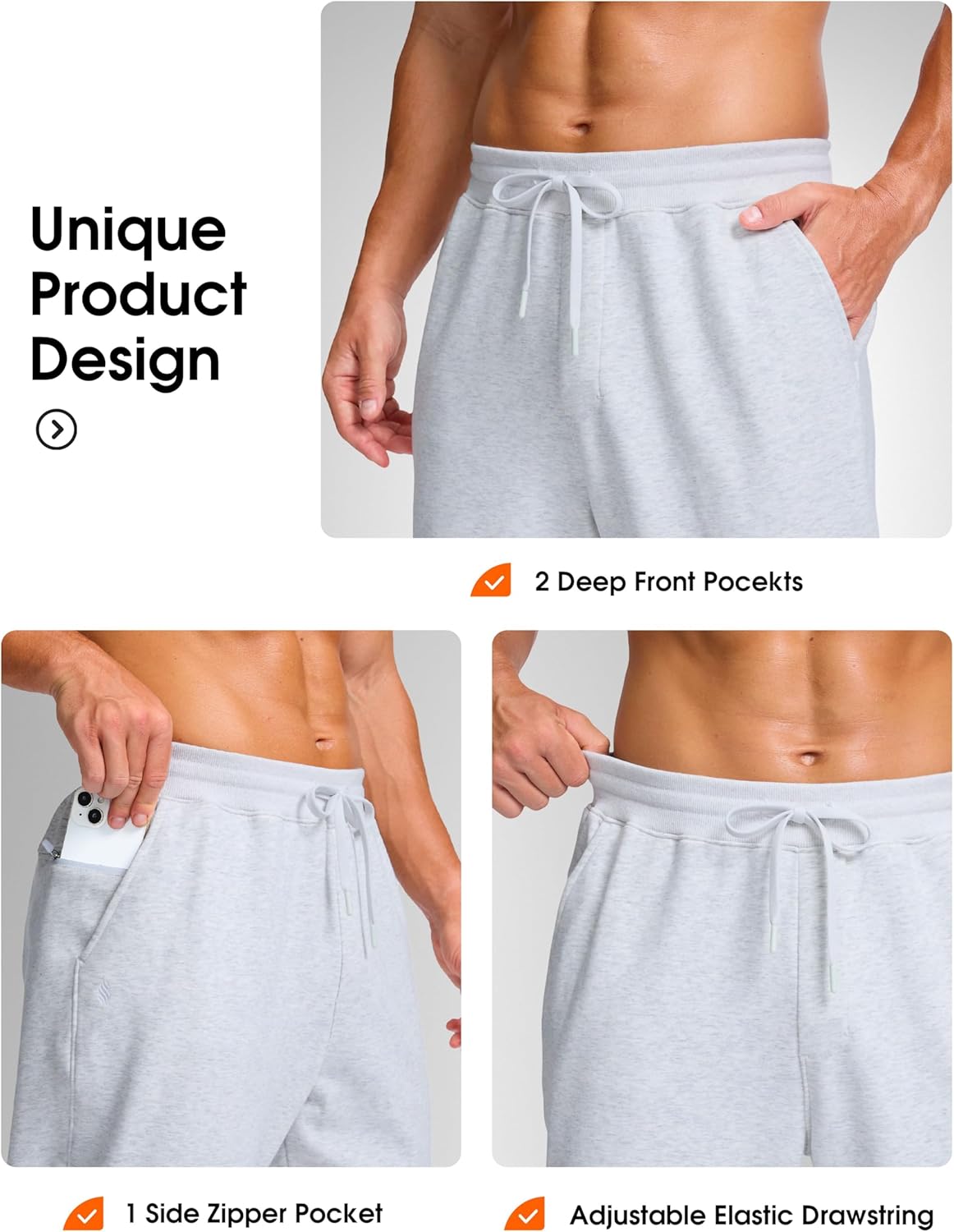 Soothfeel Men's Fleece Sweatpants Cotton Open Bottom Straight Leg Baggy Winter Warm Pants Sweatpants - Image 4