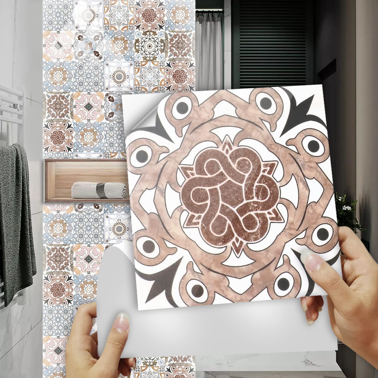 LMYSXAOZ Tile Stickers Duck Egg Blue Flower Peel and Stick Wallpaper PVC Waterproof Oil Proof Self Adhesive Wall Tiles for Kitchen Bathroom Home Decor on 10 Pcs(20x20cm)