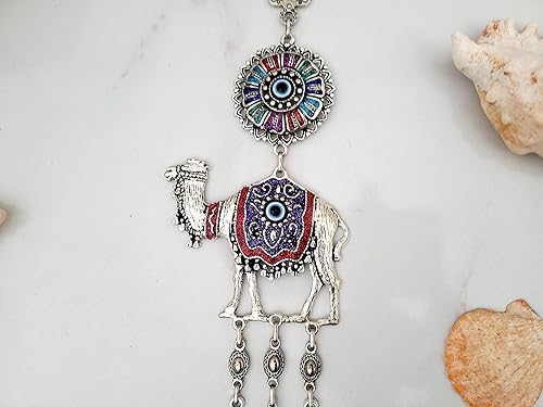 Miniatura 3 de Abalorio de cristal azul con protección contra el mal de ojo, color camello, cuentas turcas de nazar, adorno colgante de pared de color camel contra