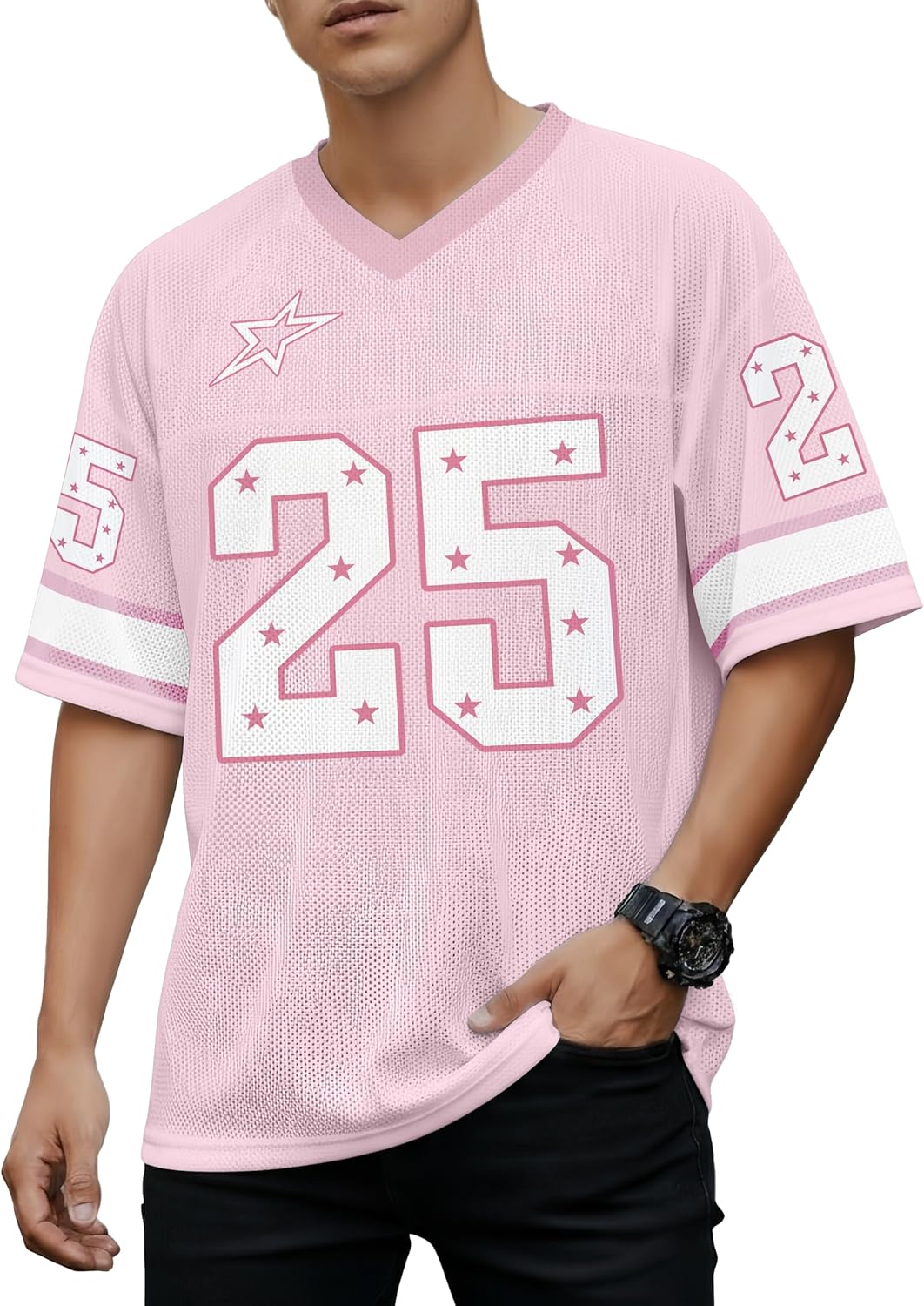 Jersey Shirts for Men Oversized Number Graphic Tees V Neck Y2k Jersey Vintage Streetwear Short Sleeves Tops