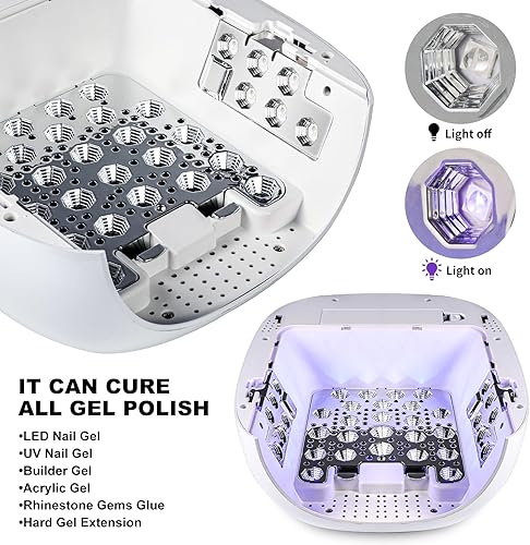 Miniatura 6 de LIMEGIRL Lámpara de uñas inalámbrica, potente secadora de uñas LED UV de 72 W con cuentas de lámpara reemplazables y batería, luz UV para esmalte de