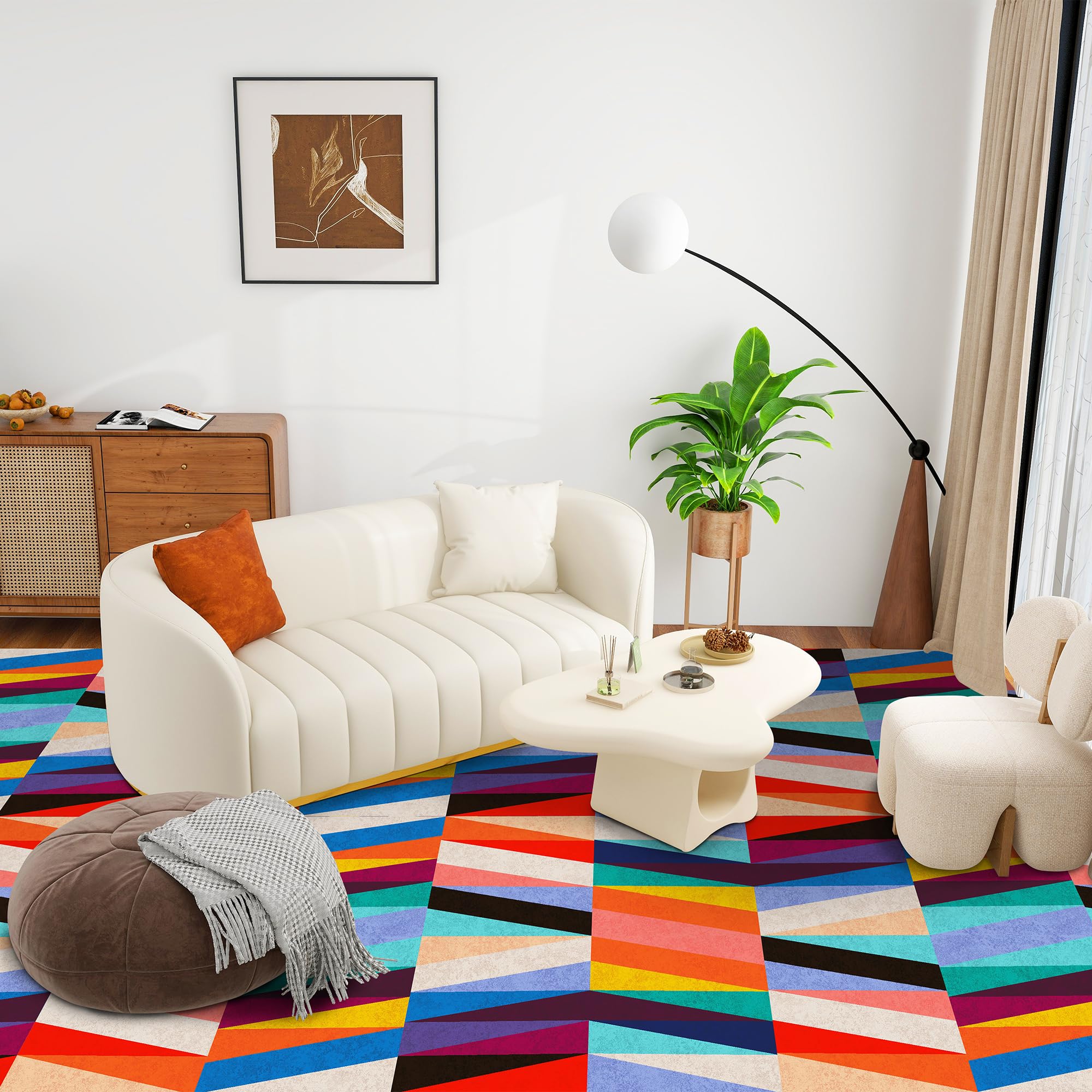 Candockway Carpet Tiles Peel and Stick, Squares Anti-Slip Carpet Floor Tile 12 Pcs 15.75'' x 15.75'', 0.38'' Thick, Reusable Waterproof Carpets for