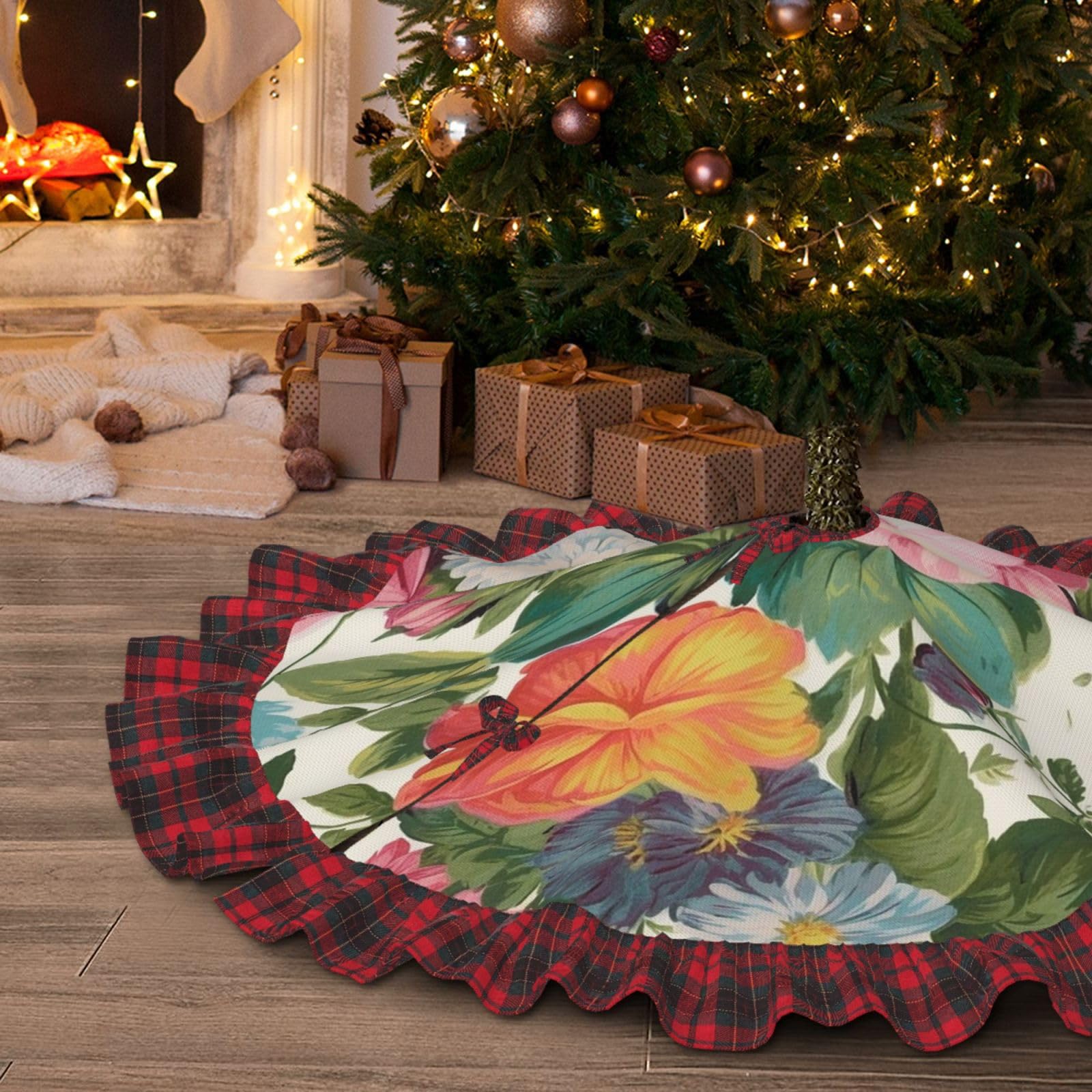 Tapis de sapin de Noël floral 91,4 cm, le cadeau parfait pour les fêtes