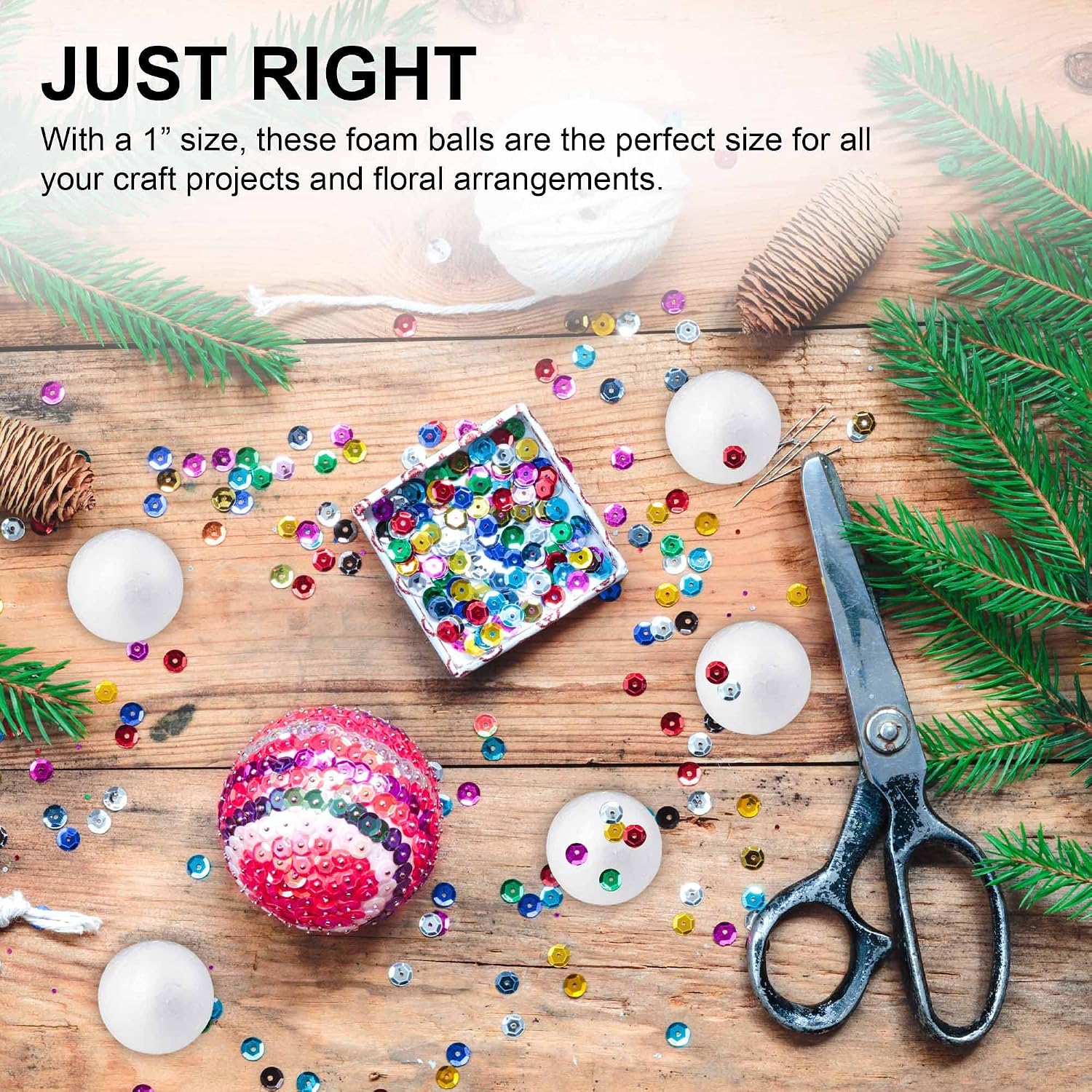 MT Products Smooth and Durable 1" White Polystyrene Foam Balls for Crafts (Pack of 100 Balls)