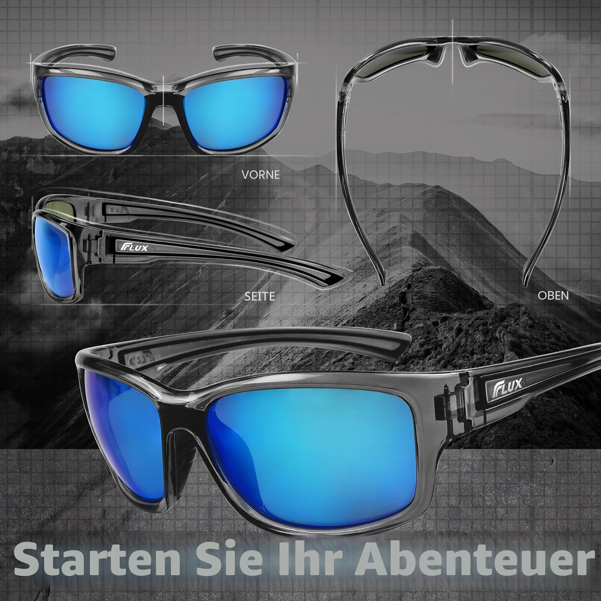 ICECUBE DYNAMIC Polarisierte Sport-Sonnenbrille UV400 Schutz mit Anti-Rutsch-Funktion und leichtem Rahmen - für Männer und Frauen beim Fahren, Laufen, Baseball, Golf, Freizeitsport und Aktivitäten