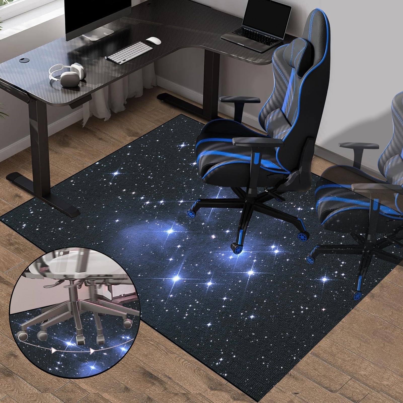 Tapis de Sol Gaming, Tapis Chaise de Bureau Gaming, Tapis de Chaise Roulante, Tapis de Protection pour les Sols, Tapis de Sol pour Fauteuil Convient au Bureau à Domicile, Tapis Gaming 120 x 140 cm