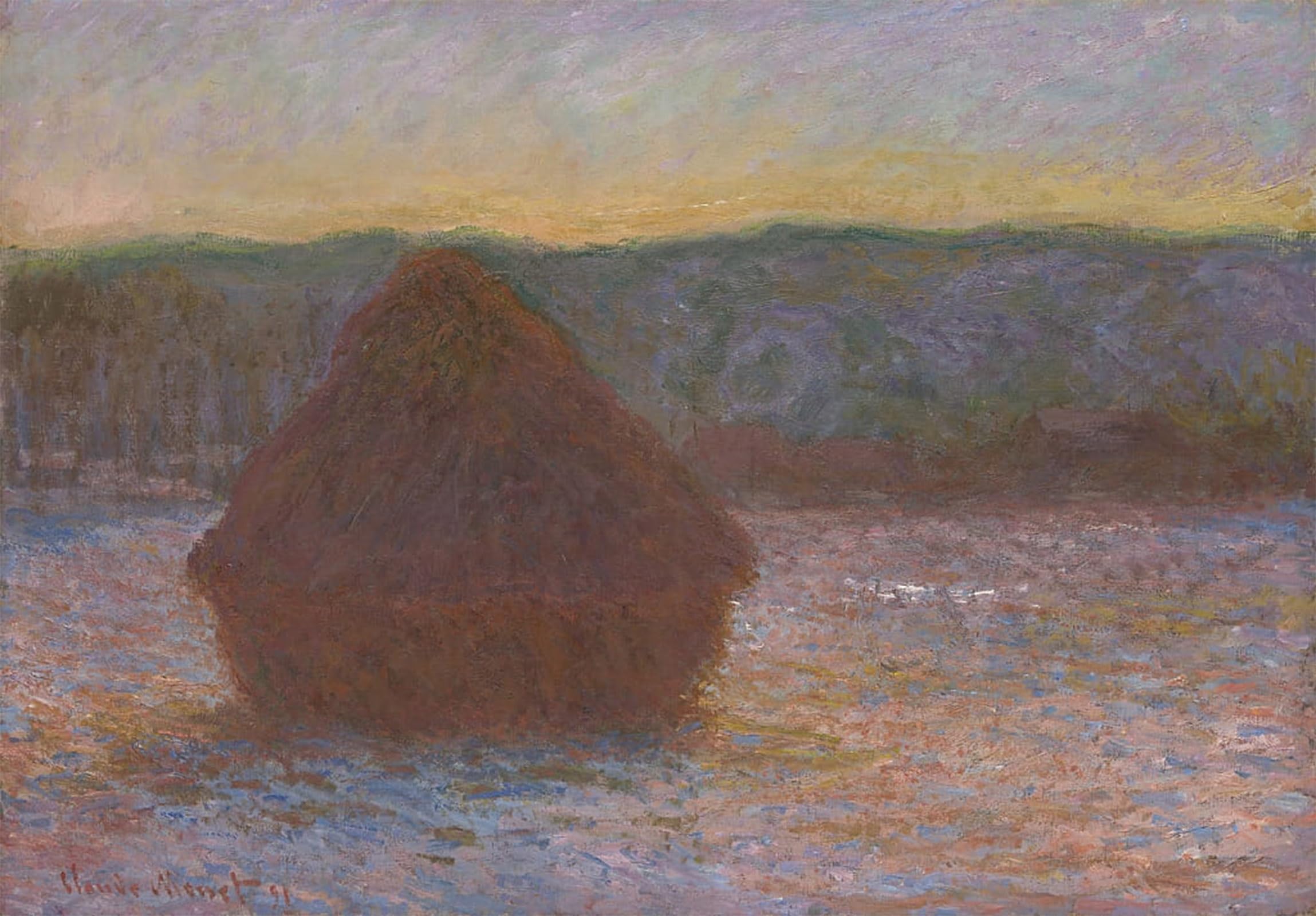 Pila di grano al tramonto disgelo Claude Monet pinturas murales carteles impresiones 60x90cm 5