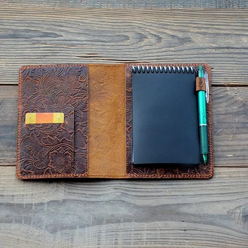 Miniatura 6 de JJNUSA Funda de cuero compatible con Rite in the Rain & Rocketbook Mini cuadernos en espiral, cubierta de piel auténtica envejecida para cuaderno