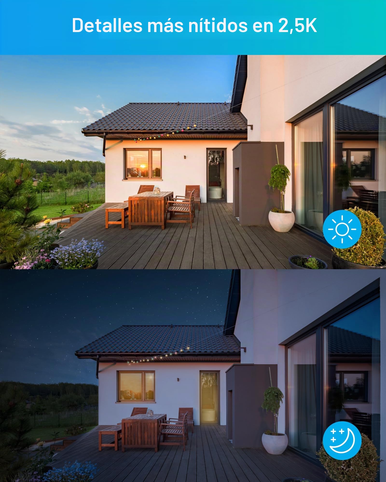 ZOSI C188 2,5K 4MP Cámara Vigilancia WiFi IP Exterior con Enchufe, Detección de Persona/Vehículo, Alarma de Sirena y Focos, Visión Nocturna en Color, Grabación en Tarjeta/Nube