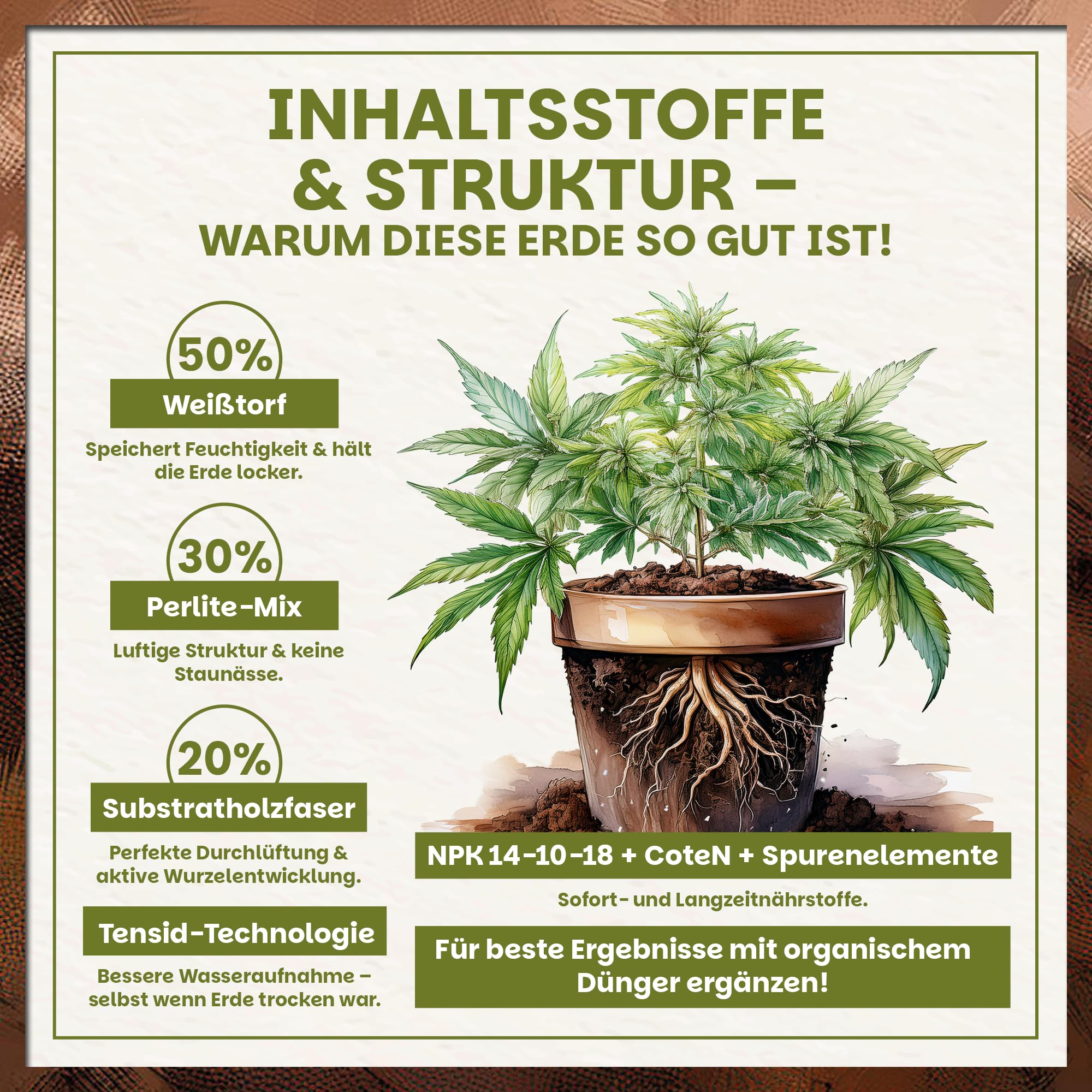 Green Home Cannabis & Hanferde 72 Liter | All Mix Erde für Wachstum & Blüte | Perfekt für Autoflower | Mit Perlite, Weißtorf & Kokosfaser | Langzeitnährstoffe | Optimaler pH-Wert: 5,8