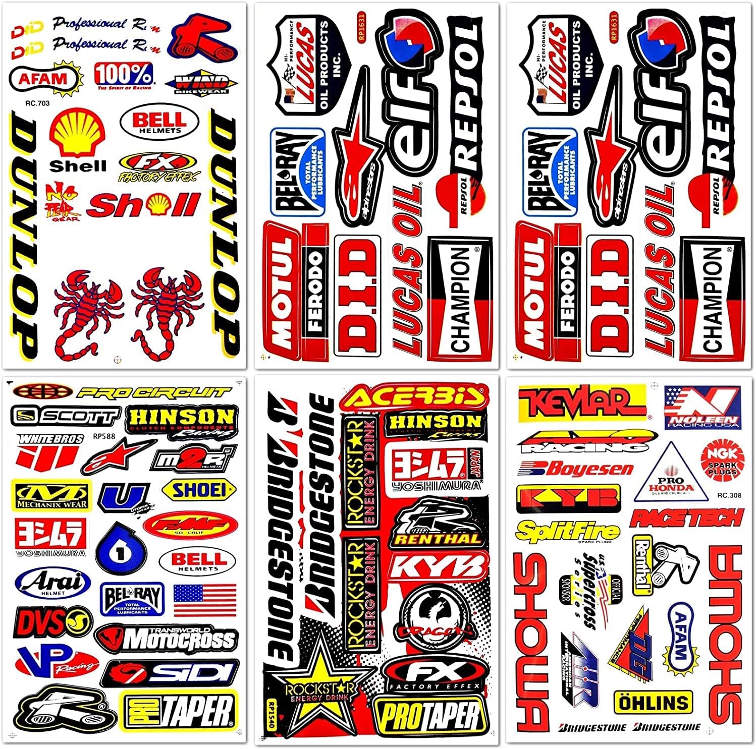 bpa Motorcross Dirt Bike Dirtbike Motorcycles Moto Race ATV Accessories Sponsor Logos Helmet Parts Racing Pack 6 Vinyl Graphics Sticker Decal Kits Sheet D6724 Best4Buy
