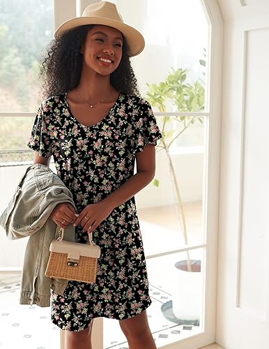 Miniatura 3 de Ekouaer - Paquete de 2 camisones de manga corta para mujer, cómodo y suave, pijama para dormir