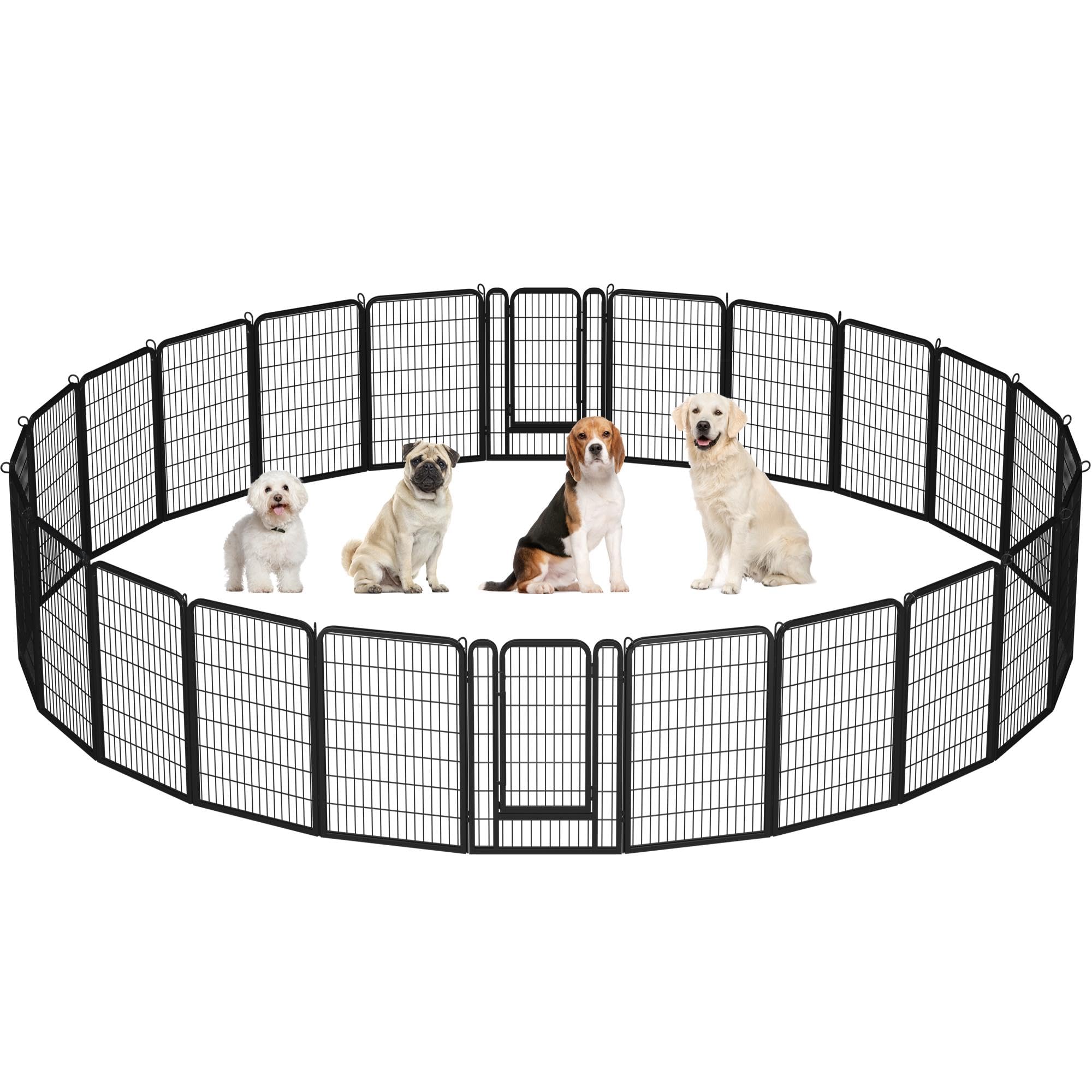 Yaheetech Dog Playpen Outdoor, 40 inch 24 Panels Dog Pen Indoor Heavy Duty Puppy Exercise Pen Metal Pet Fence for RV Camping/Yard/Garden